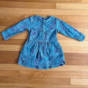 Tea Collection Turquoise Teal Floral Corduroy Pocket Dress 2